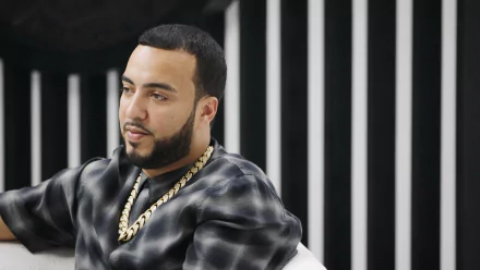 HD desktop wallpaper featuring a man in a black and white setting, tagged with French Montana.