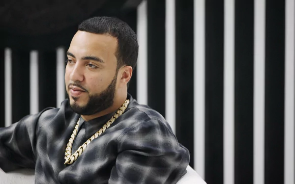 HD desktop wallpaper featuring a man in a black and white setting, tagged with French Montana.