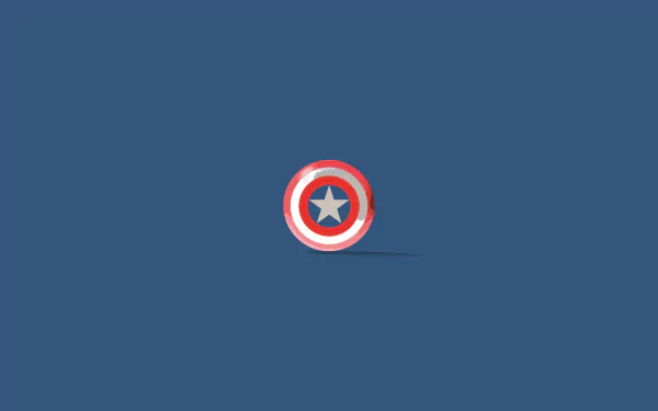 Minimal comic-style Captain America shield centered on a solid blue field, with subtle shadow — 4K Ultra HD PC desktop wallpaper and background.