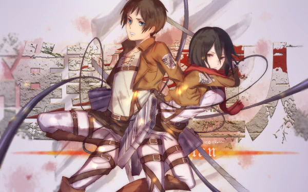 Eren Yeager Mikasa Ackerman Anime Attack on Titan Eren & Mikasa HD Desktop Wallpaper | Background Image