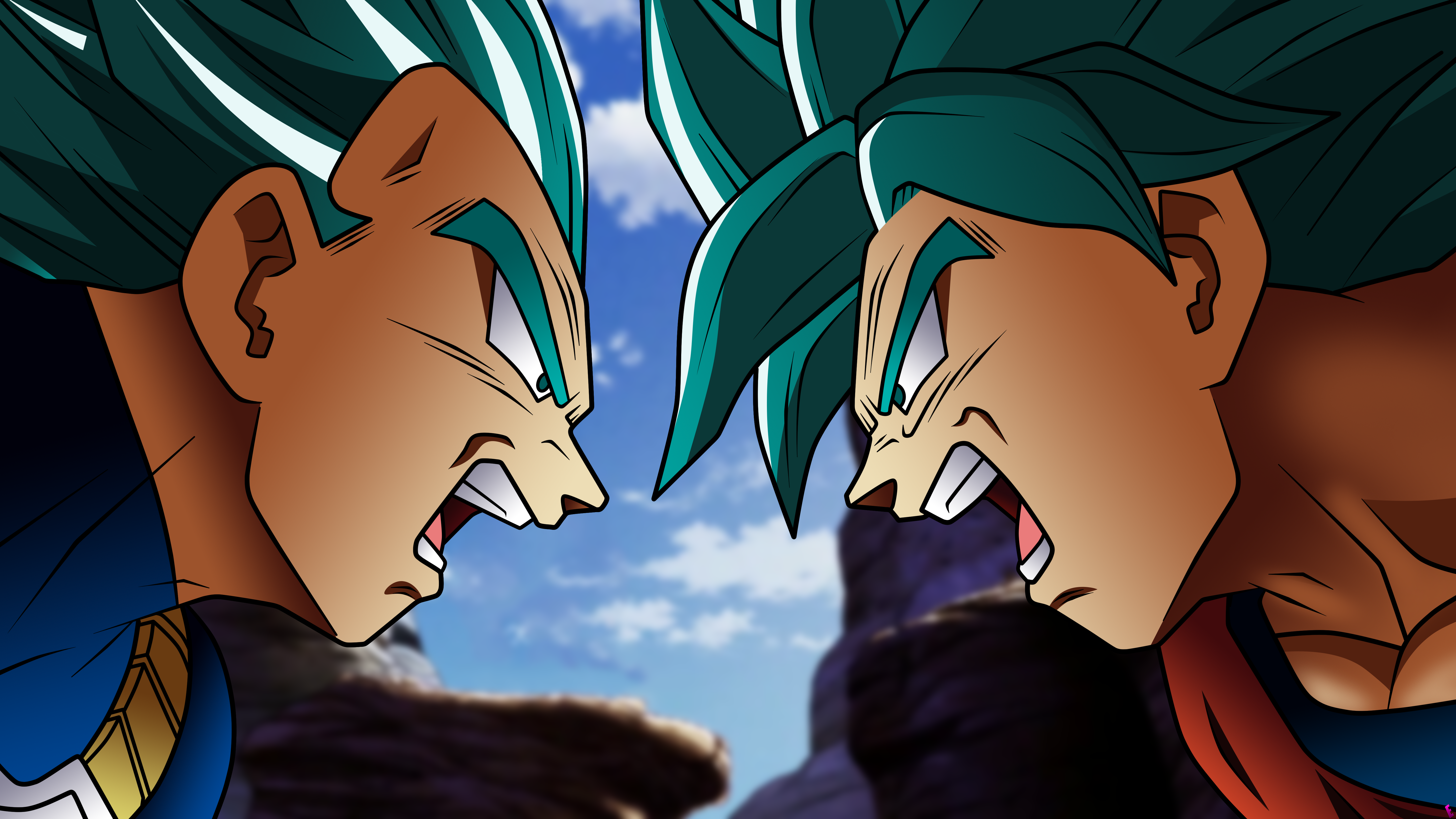 Goku SSJ3 & Vegeta SSJ  Dibujos, Goku y vegeta peleando, Dragones