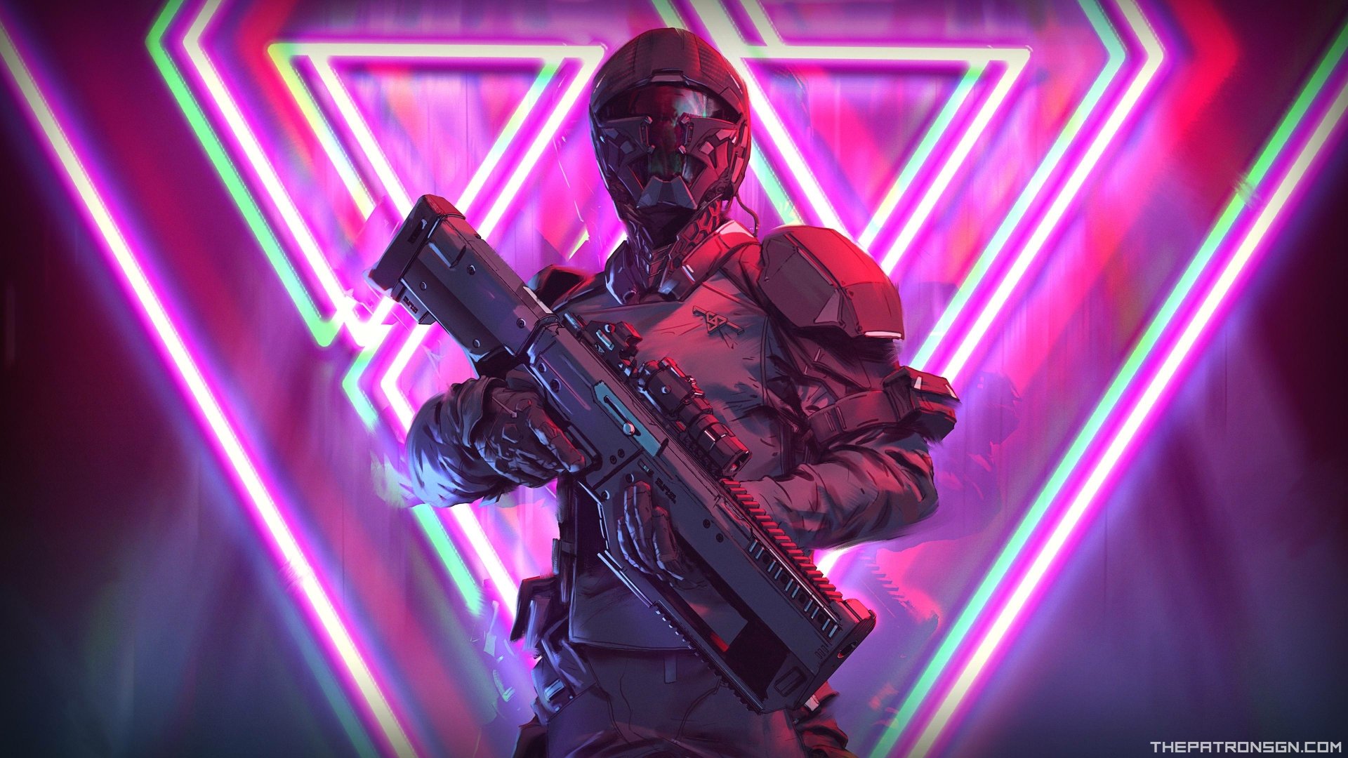 Neon Cyberpunk Warrior - 4k Ultra Hd Wallpaper By Gary Inloes