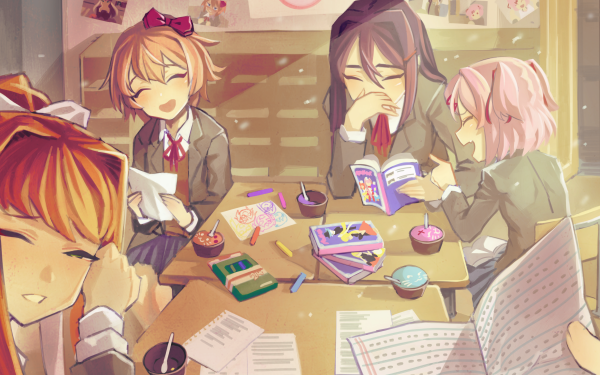 Video Game Doki Doki Literature Club! Sayori Monika Yuri Natsuki HD Wallpaper | Background Image