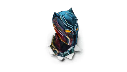 HD desktop wallpaper featuring a colorful and detailed illustration of the Black Panther mask from the Black Panther movie.