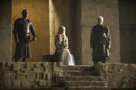 Ian McElhinney Emilia Clarke Iain Glen Barristan Selmy Daenerys Targaryen Jorah Mormont TV Show Game Of Thrones HD Desktop Wallpaper | Background Image
