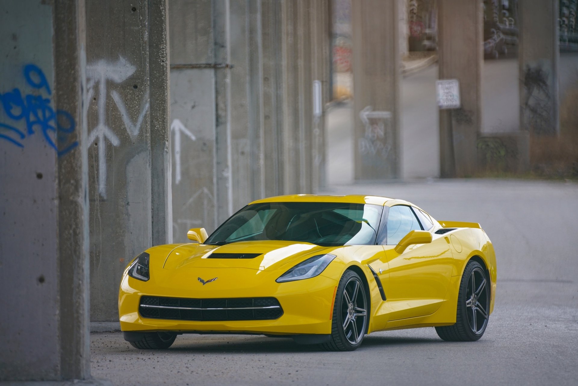 Download Yellow Car Car Chevrolet Chevrolet Corvette Vehicle Chevrolet Corvette Stingray HD Wallpaper