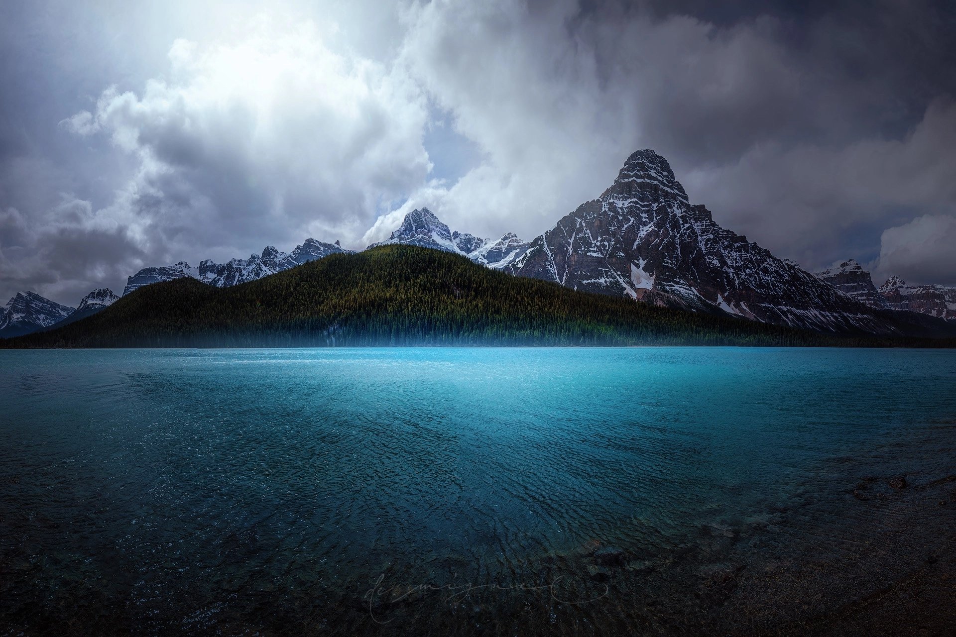 Download Peak Mountain Nature Lake HD Wallpaper