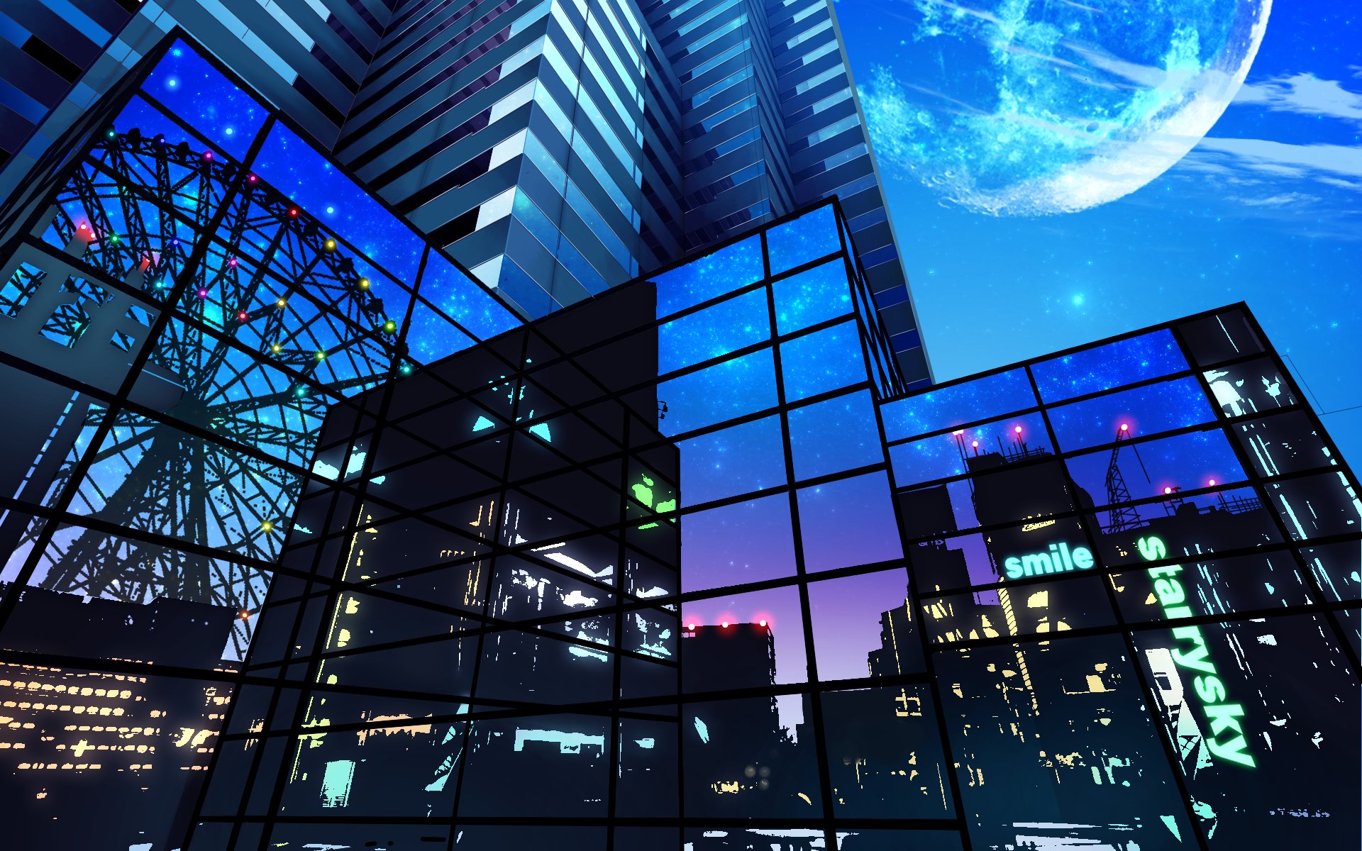 Download Neon Building City Anime Original Neon Anime Anime City HD Wallpaper by smile