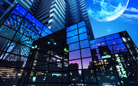 neon building city Anime Original neon anime HD Desktop Wallpaper | Background Image