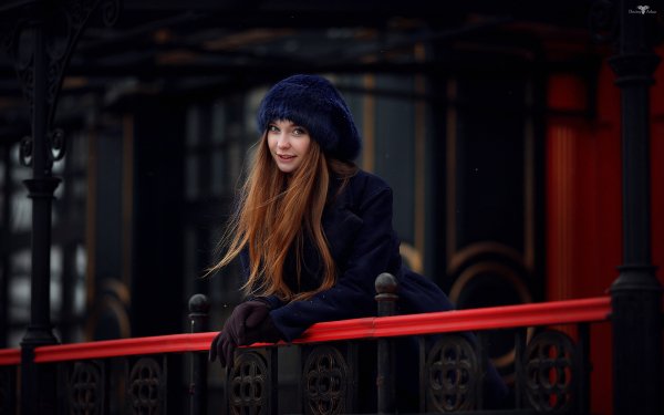 Women Model Models Redhead Long Hair Smile Hat HD Wallpaper | Background Image