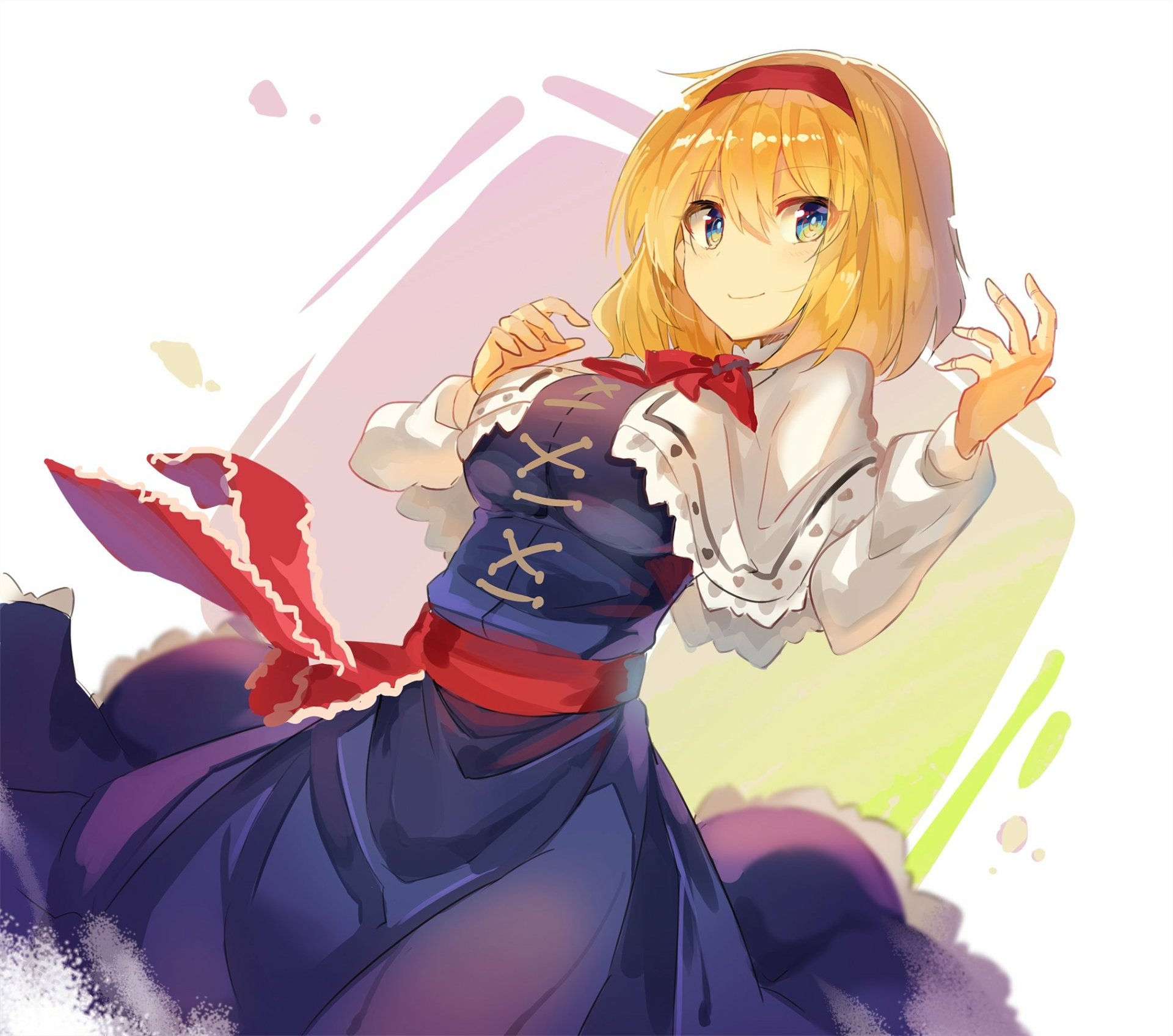 Download Belt Headband Blue Eyes Blue Dress Dress Blonde Alice Margatroid Anime Touhou HD Wallpaper by ファルケン