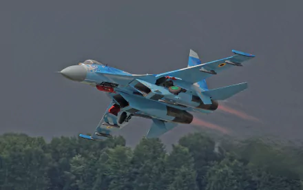 Ukrainian Air Force warplane aircraft jet fighter military Sukhoi Su-27 HD Desktop Wallpaper | Background Image