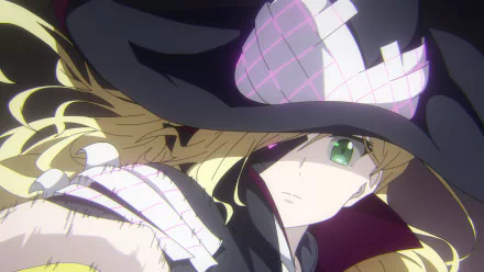 Othinus (Toaru Majutsu no Index / A Certain Magical Index) anime HD PC desktop wallpaper and background: close-up of Othinus in a witch hat and cloak, green eyes, flowing blonde hair.