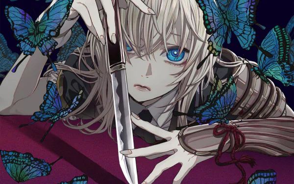 Midare Toushirou butterfly Anime Touken Ranbu HD Desktop Wallpaper | Background Image
