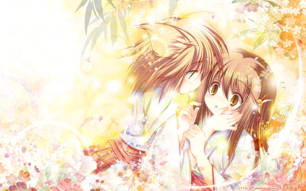 miko outfit brown eyes brown hair short hair long hair Anime Original HD Desktop Wallpaper | Background Image