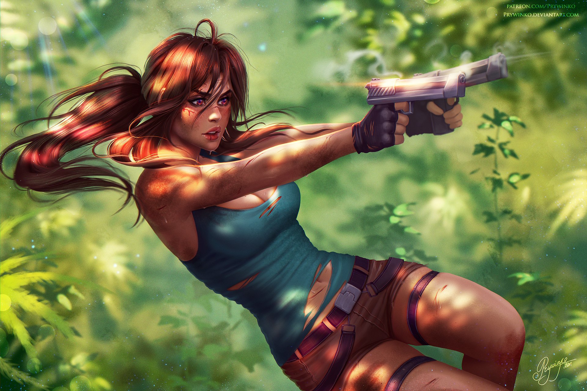 Download Brown Hair Long Hair Ponytail Shorts Woman Warrior Gun Weapon Lara  Croft Video Game Tomb Raider HD Wallpaper by Prywinko