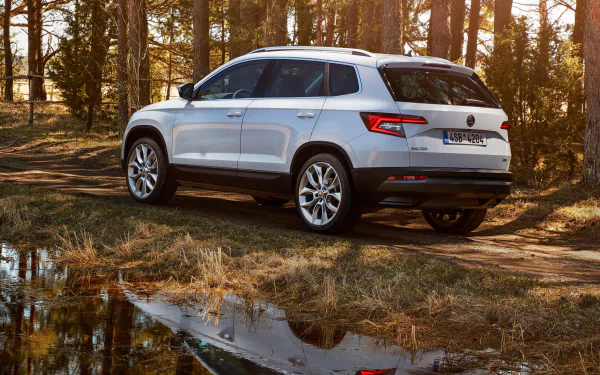 SUV white flower reflection car Skoda vehicle Skoda Kodiaq HD Desktop Wallpaper | Background Image