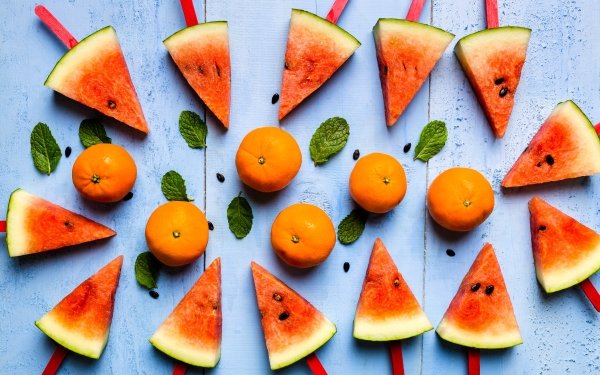 Food Popsicle Still Life Fruit Mandarin Watermelon HD Wallpaper | Background Image