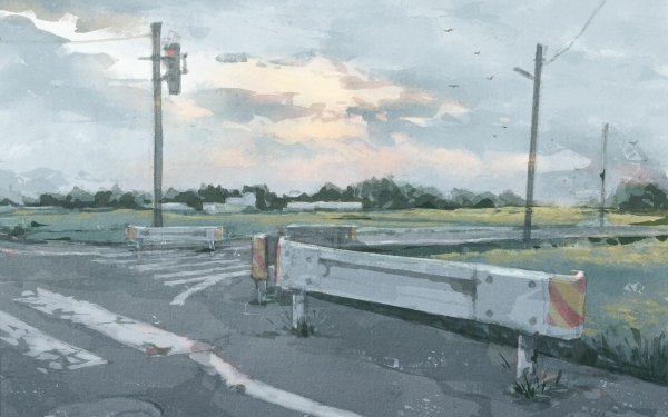 Anime Original Road Nature Cloud HD Wallpaper | Background Image