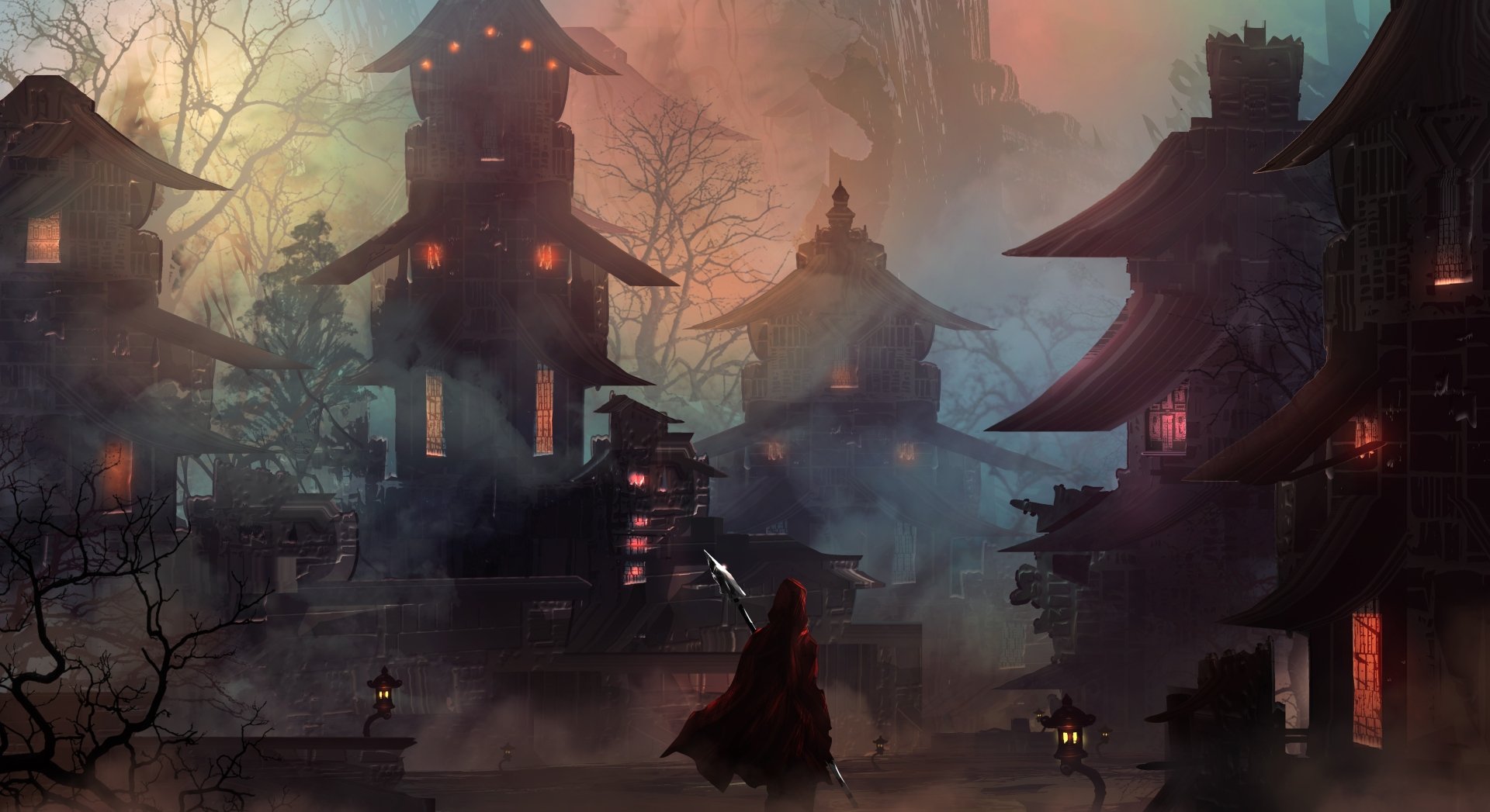 4K Ultra HD Fantasy Warrior in Misty Oriental Town by TacoSauceNinja ...