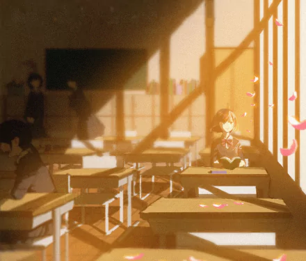 book smile cherry blossom short hair Anime Original HD Desktop Wallpaper | Background Image