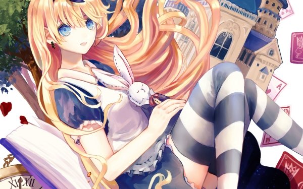 Anime Alice In Wonderland Alice White Rabbit HD Wallpaper | Background Image