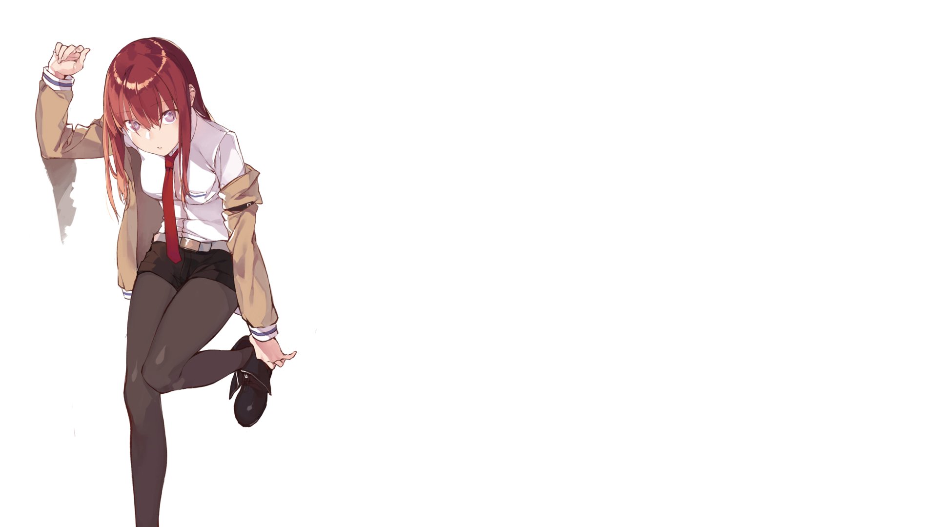 4K Ultra HD desktop wallpaper featuring Kurisu Makise from the anime Steins;Gate, with a clean white background and detailed character art.