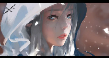 A high-definition desktop wallpaper featuring an anime-style character from the comic GhostBlade, wearing a white hoodie, with a soft, ethereal background.