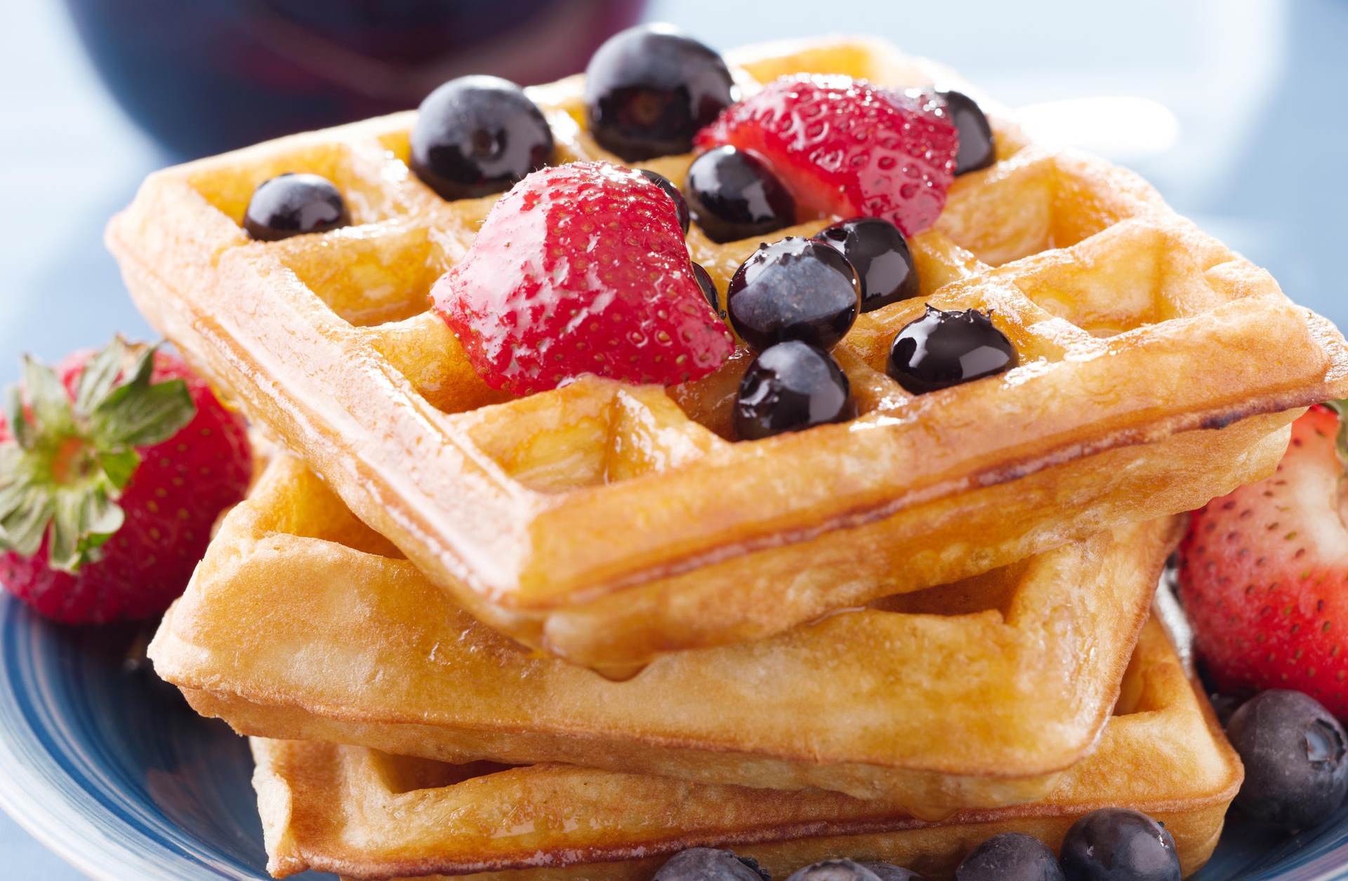 Download Blueberry Fruit Strawberry Berry Breakfast Food Waffle HD