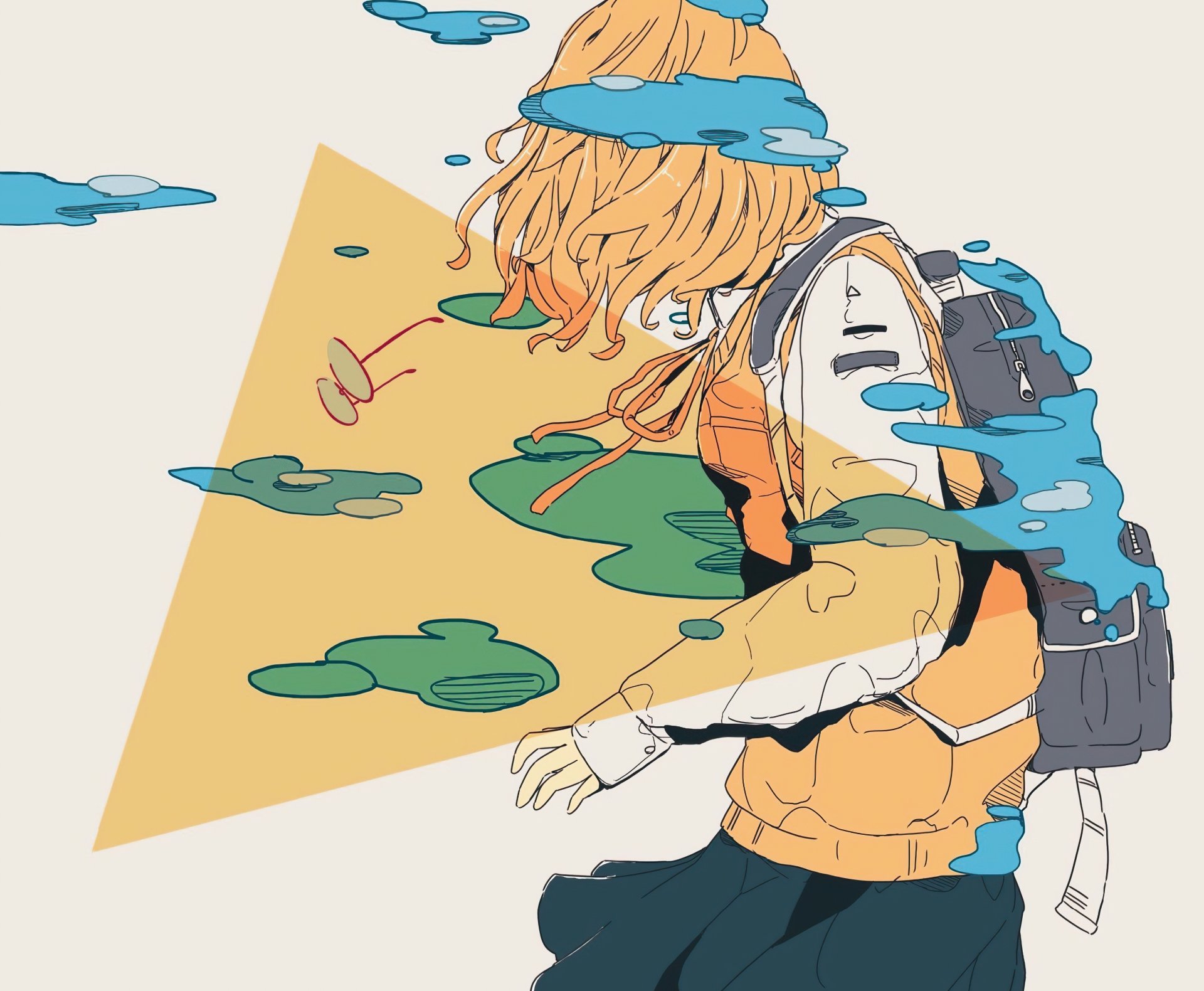 Download Bag Glasses Blonde Short Hair Anime Original HD Wallpaper by ダイスケリチャード