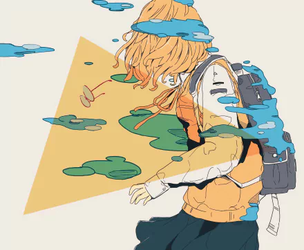 bag glasses blonde short hair Anime Original HD Desktop Wallpaper | Background Image