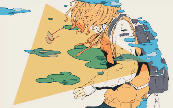 bag glasses blonde short hair Anime Original HD Desktop Wallpaper | Background Image