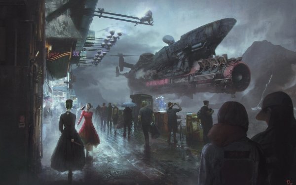Sci Fi Steampunk People Vehicle HD Wallpaper | Background Image