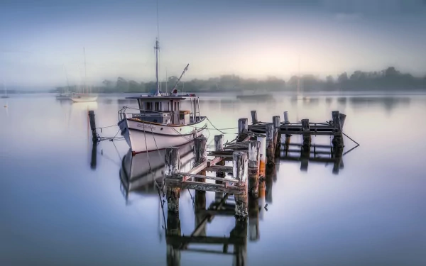 reflection water vehicle fishing boat HD Desktop Wallpaper | Background Image