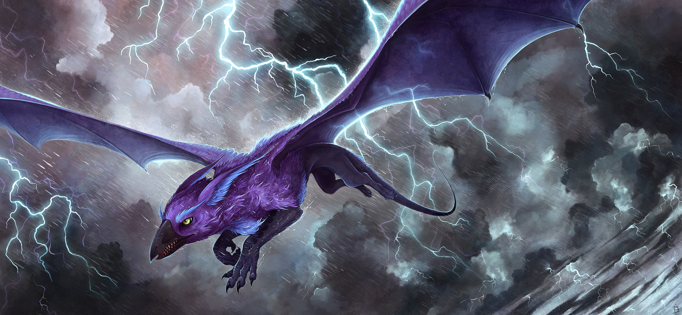 Download Creature Lightning Fantasy Griffin Wallpaper by Kanizo