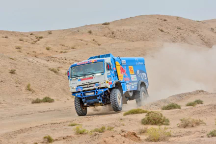 Kamaz Red Bull sand desert vehicle rallying Sports HD Desktop Wallpaper | Background Image