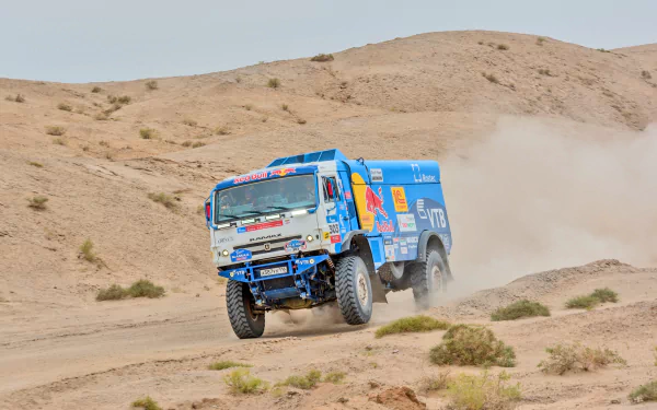 Kamaz Red Bull sand desert vehicle rallying Sports HD Desktop Wallpaper | Background Image