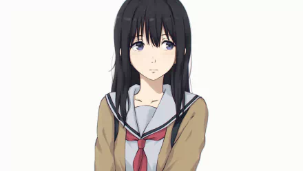 4K Ultra HD anime wallpaper featuring Naoka Ueno from A Silent Voice, showcasing her with long black hair and a school uniform against a plain background.