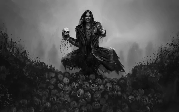 skull black hair monochrome video game Hatred HD Desktop Wallpaper | Background Image