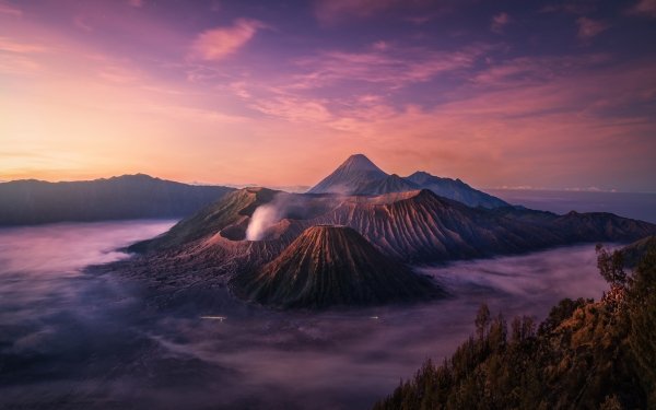 Nature Volcano Volcanoes Landscape Fog Mountain HD Wallpaper | Background Image