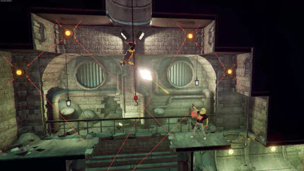 HD desktop wallpaper of 'My Friend Pedro' featuring an action scene with a character performing a mid-air stunt in a dimly-lit industrial setting.