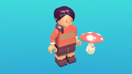 HD Ooblets wallpaper featuring a character with a mushroom creature on a turquoise background.