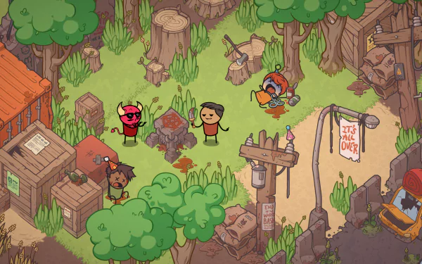 HD desktop wallpaper from Rapture Rejects featuring cartoon characters in a whimsical post-apocalyptic setting.