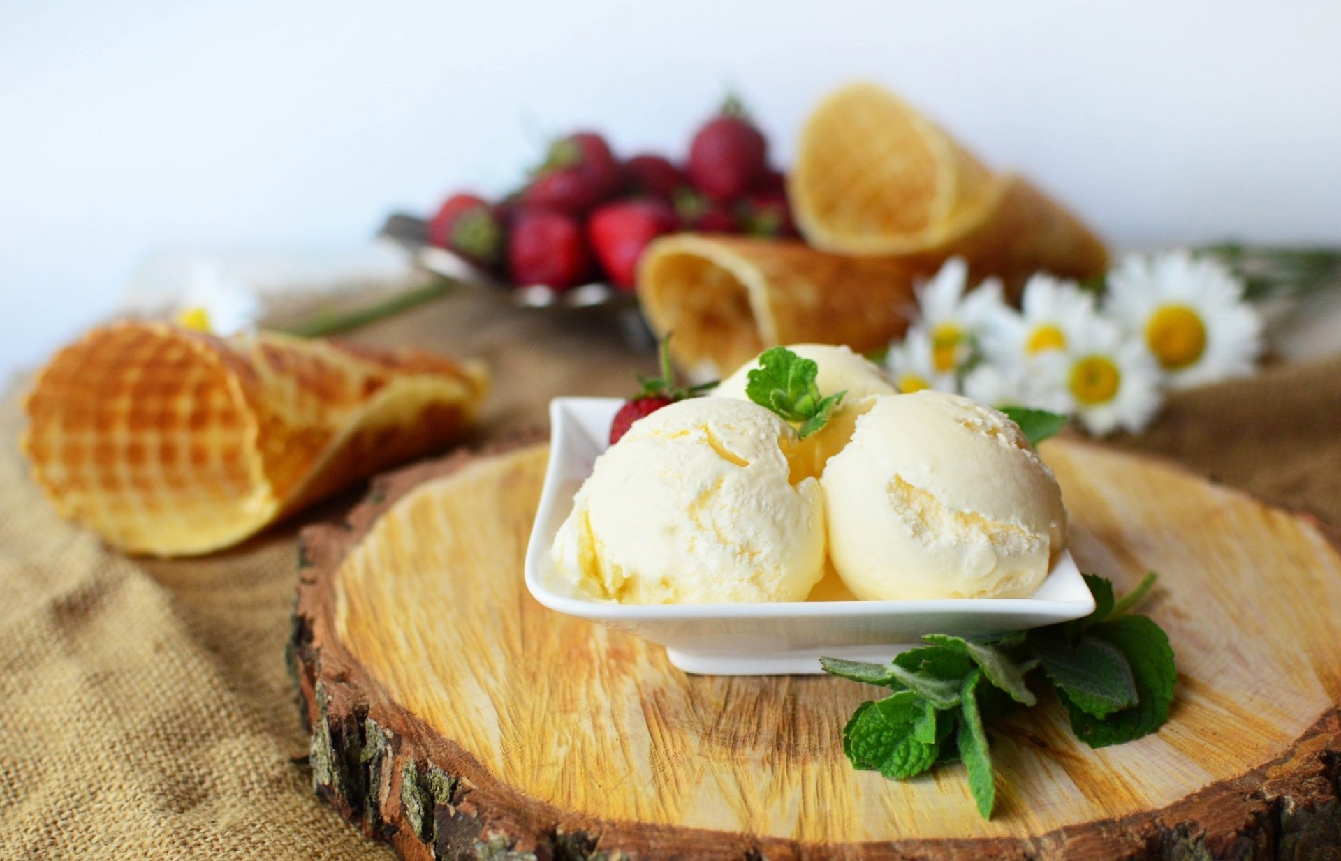 Download Waffle Cone Still Life Food Ice Cream HD Wallpaper