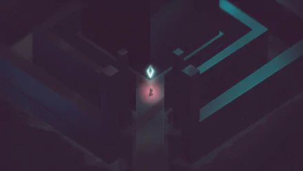 HD desktop wallpaper featuring an abstract geometric design with neon outlines and a central glowing symbol.