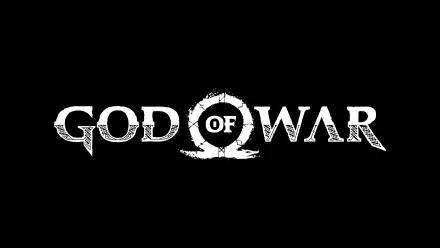 God of War (2018) logo displayed in white text on a black background, rendered as an 8K Ultra HD PC desktop wallpaper and background.