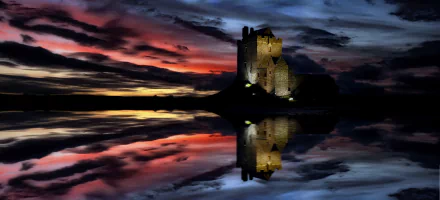 cloud lake night reflection Ireland Dunguaire Castle man made castle HD Desktop Wallpaper | Background Image
