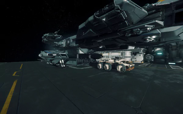 Port Olisar (Star Citizen) harbor rover URSA (Star Citizen) Constellation (Star Citizen) video game Star Citizen HD Desktop Wallpaper | Background Image