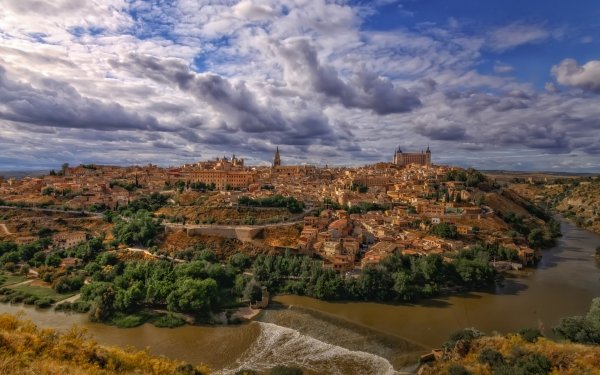 Man Made Toledo Towns Spain Town River Castilla la Mancha HD Wallpaper | Background Image