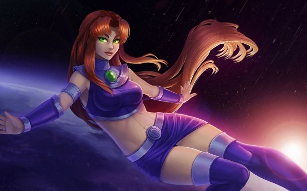Comics Starfire Teen Titans DC Comics Green Eyes Long Hair Red Hair Alien HD Wallpaper | Background Image